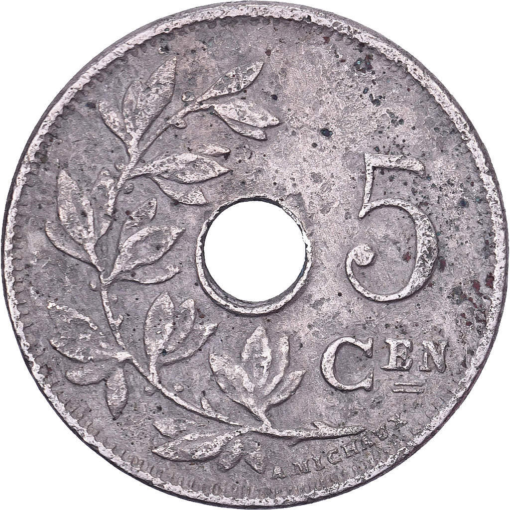 België, Albert I, 5 Centimes, 1921, Brussels, Cupro-nikkel, FR+, KM:67