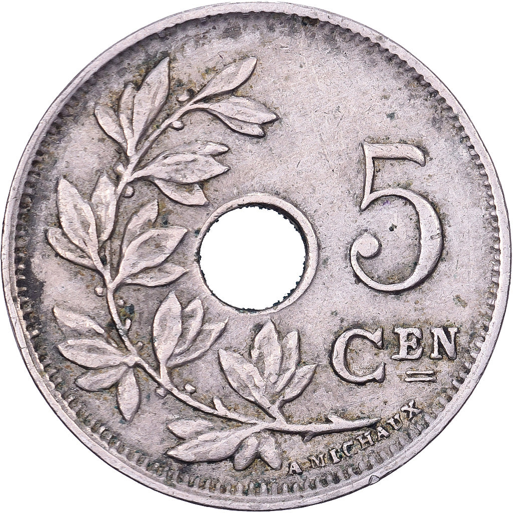 Bélgica, Albert I, 5 Centimes, 1922, Brussels, Cobre-níquel, EF(40-45), KM:67