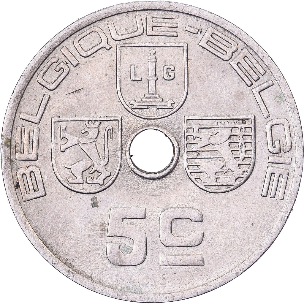 Belgium, Leopold III, 5 Centimes, 1938, Brussels, Nickel-brass, EF(40-45)