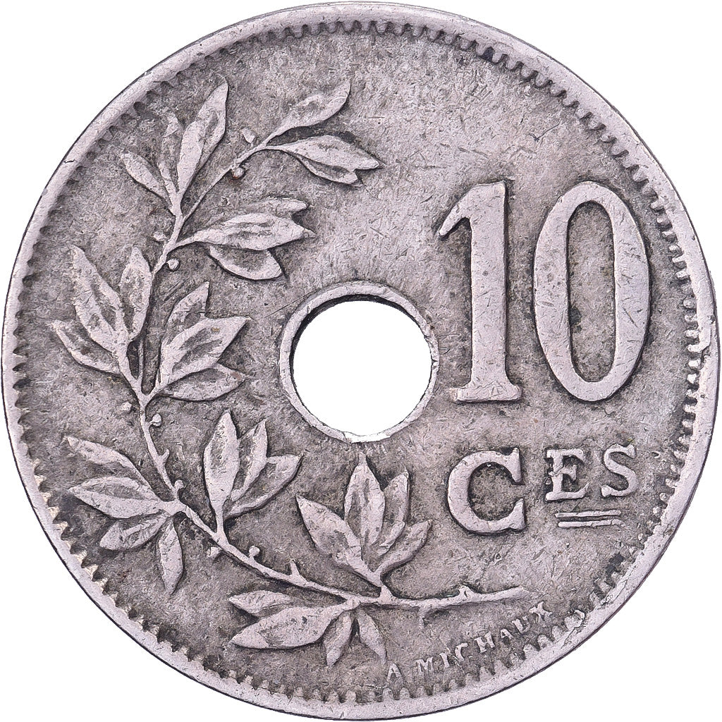 Belgio, Albert I, 10 Centimes, 1921, Brussels, Rame-nichel, BB, KM:85.1