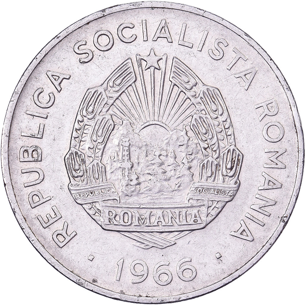 Romania, 25 Bani, 1966, Acciaio ricoperto in nichel, BB+, KM:94