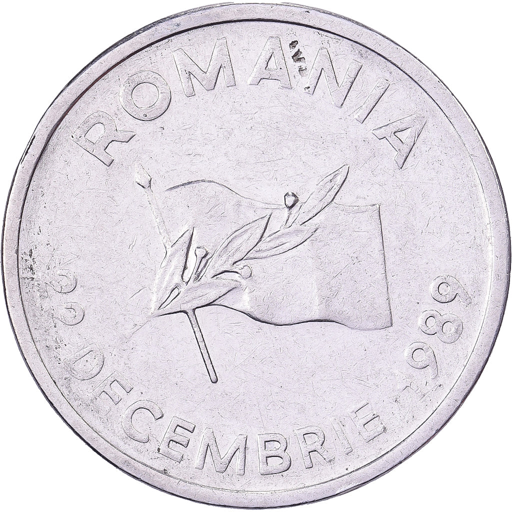 Romania, 10 Lei, 1990, Acciaio ricoperto in nichel, BB, KM:108