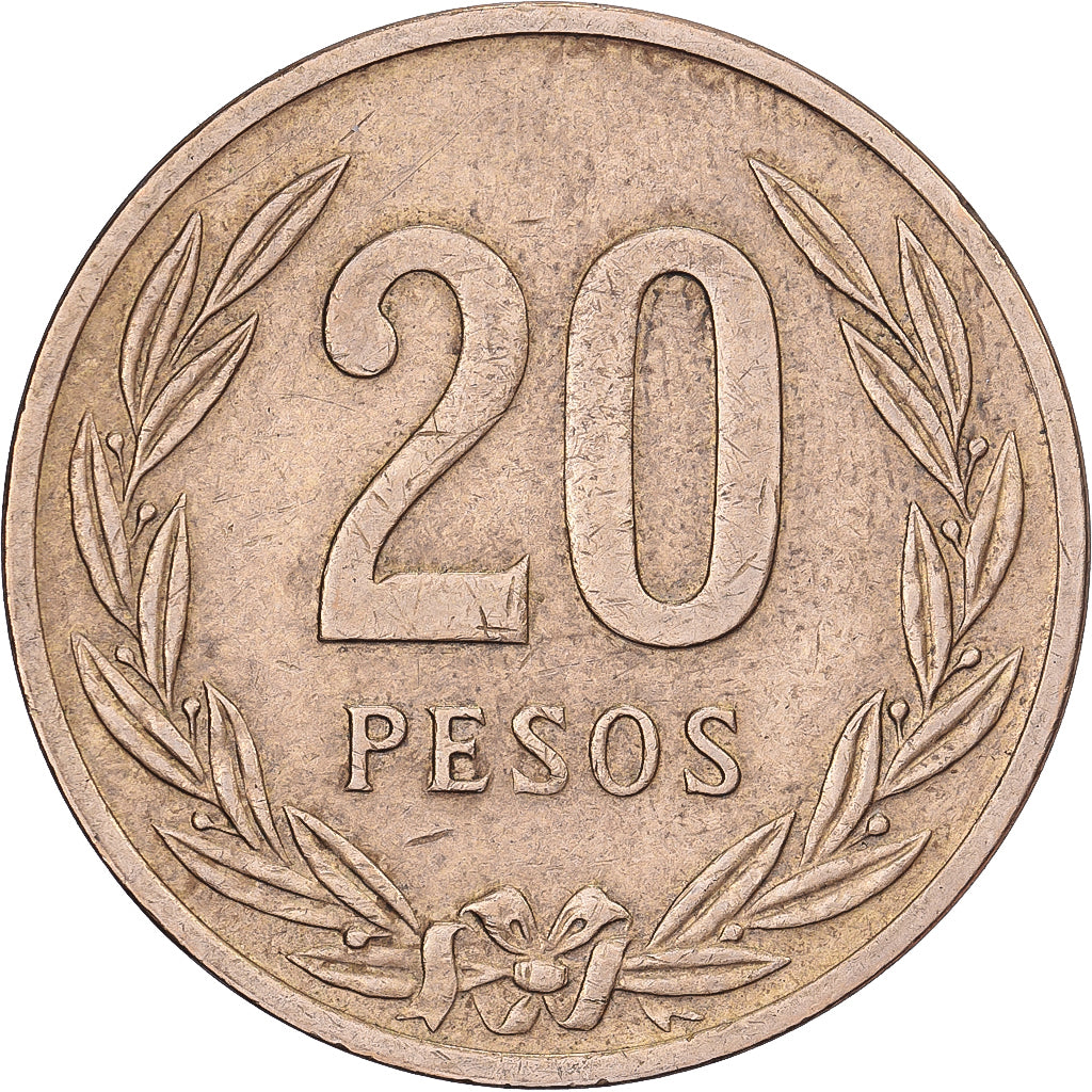 Colombia, 20 Pesos, 1988, Aluminio - bronce, MBC, KM:271