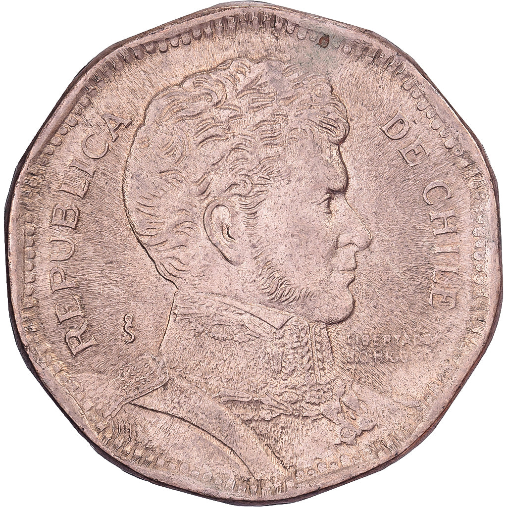 Chile, 50 Pesos, 1992, Santiago, Aluminum-Bronze, AU(50-53), KM:219.2