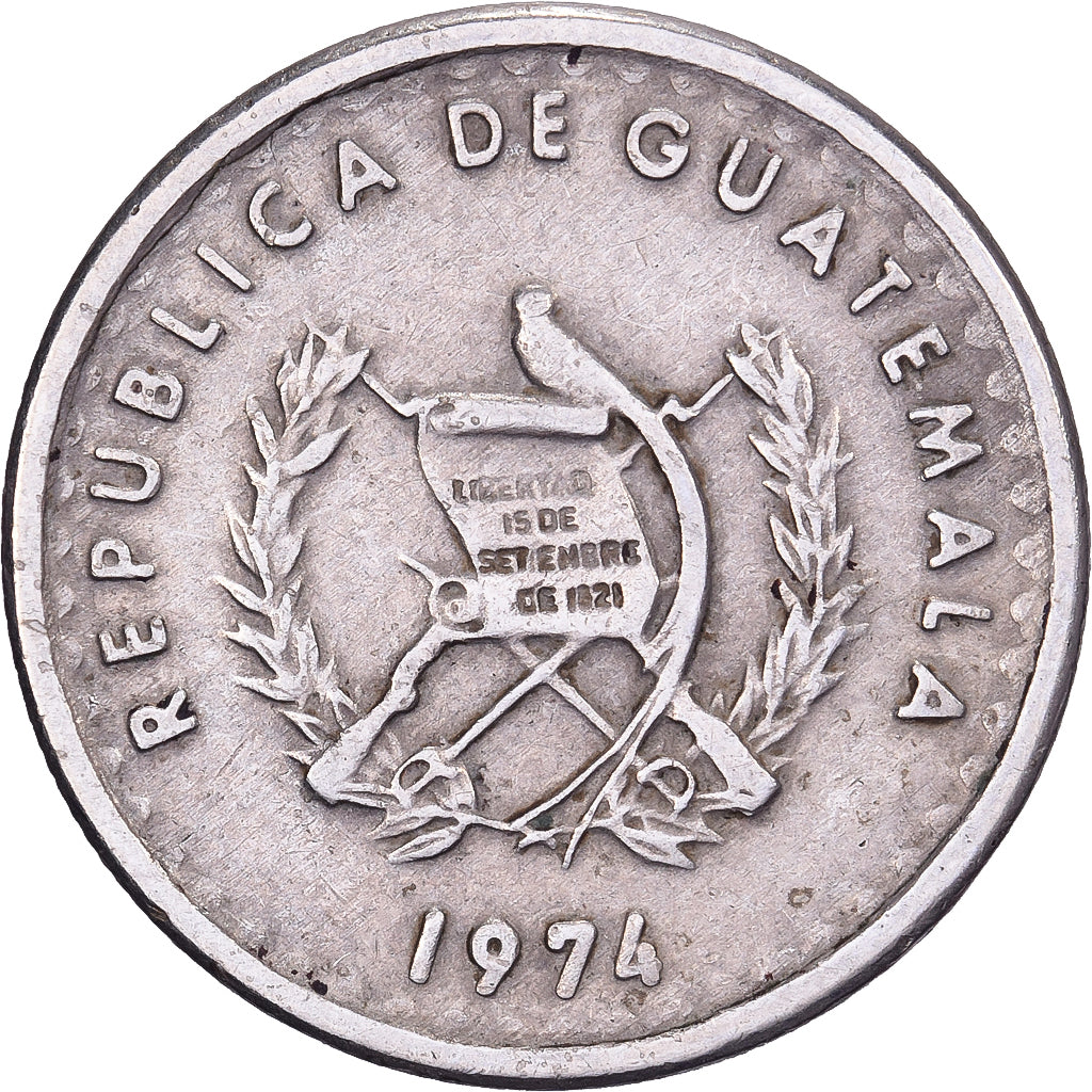 Guatemala, 5 Centavos, 1974, Miedź-Nikiel, EF(40-45), KM:270