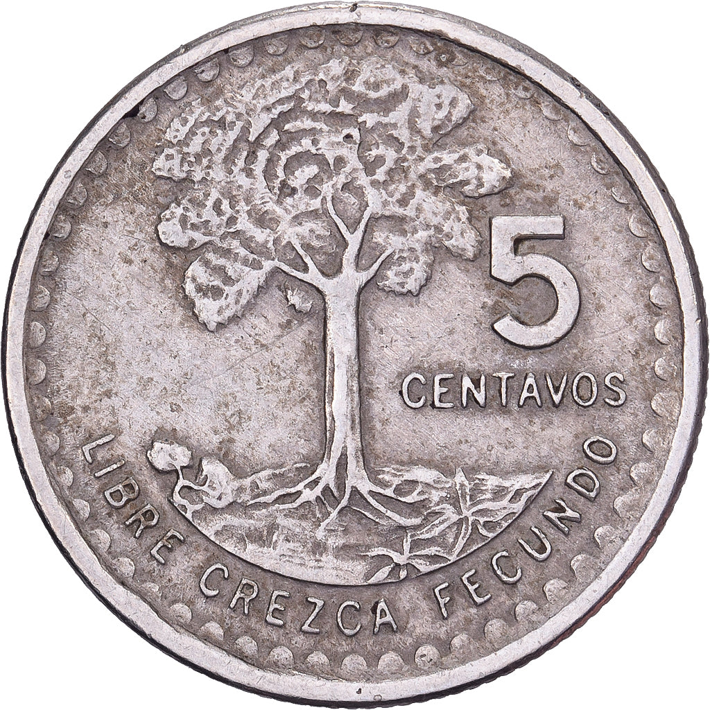 Guatemala, 5 Centavos, 1974, Miedź-Nikiel, EF(40-45), KM:270
