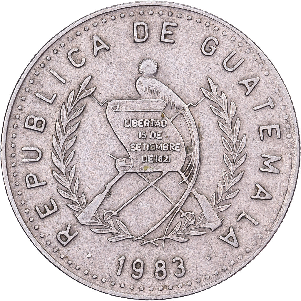 Guatemala, 10 Centavos, 1983, Cobre - níquel, MBC, KM:277.4