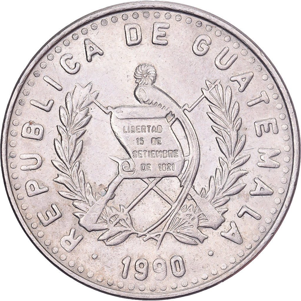 Guatemala, 25 Centavos, 1990, Kupfer-Nickel, SS+, KM:278.5