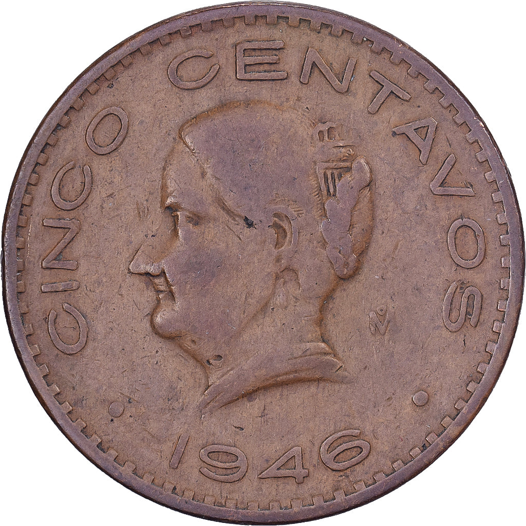 Mexico, 5 Centavos, 1946, Mexico City, Bronzen, ZF, KM:424