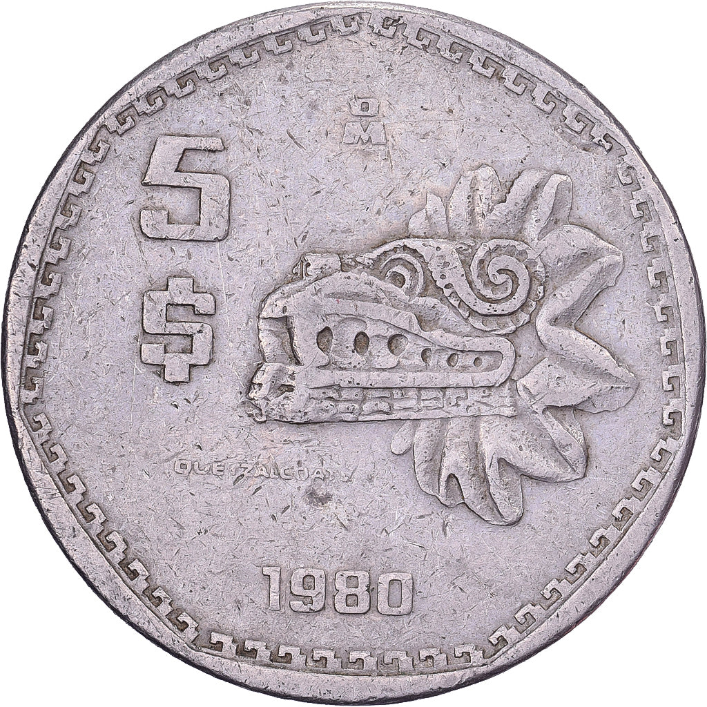 México, 5 Pesos, 1980, Mexico City, Cobre - níquel, MBC, KM:485