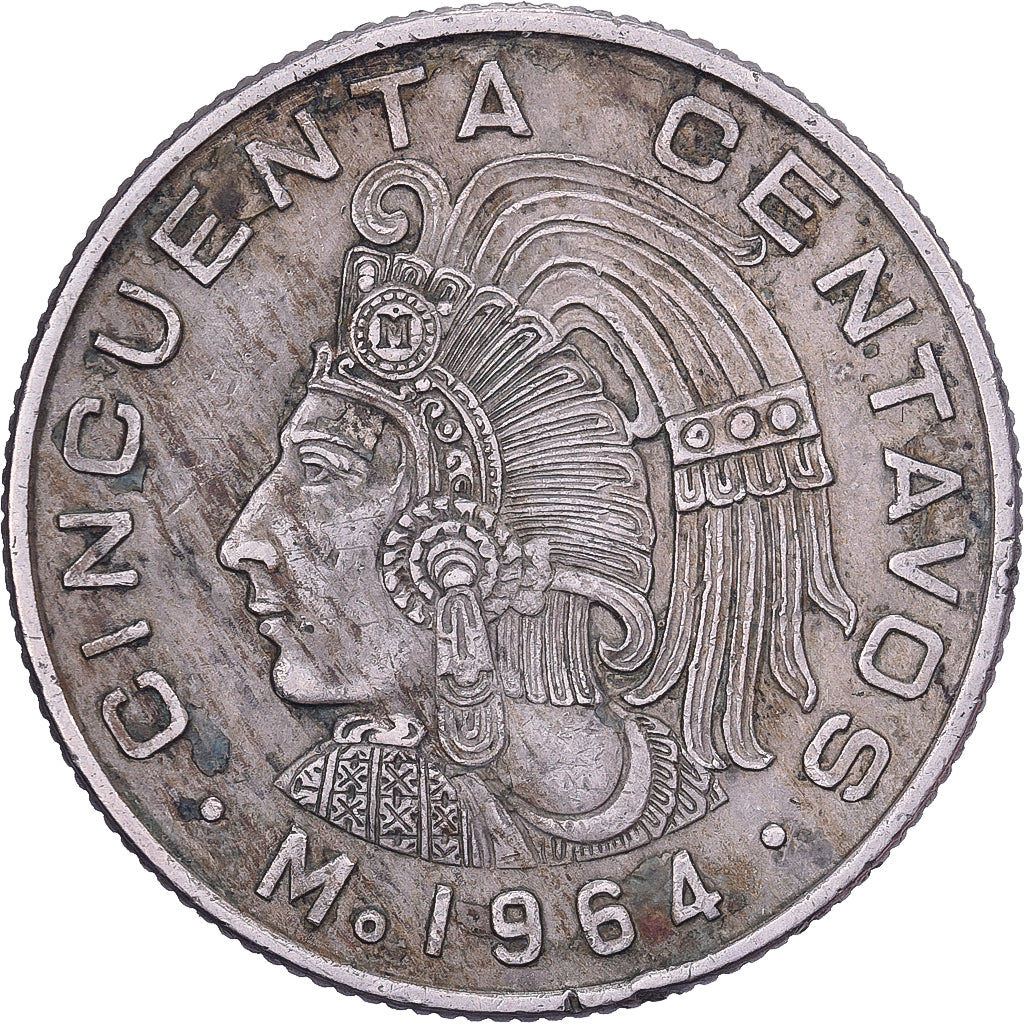 México, 50 Centavos, 1964, Mexico City, Cobre-níquel, EF(40-45), KM:451