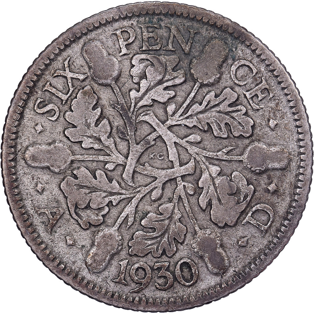 Gran Bretagna, George V, 6 Pence, 1930, Argento, MB+, KM:832