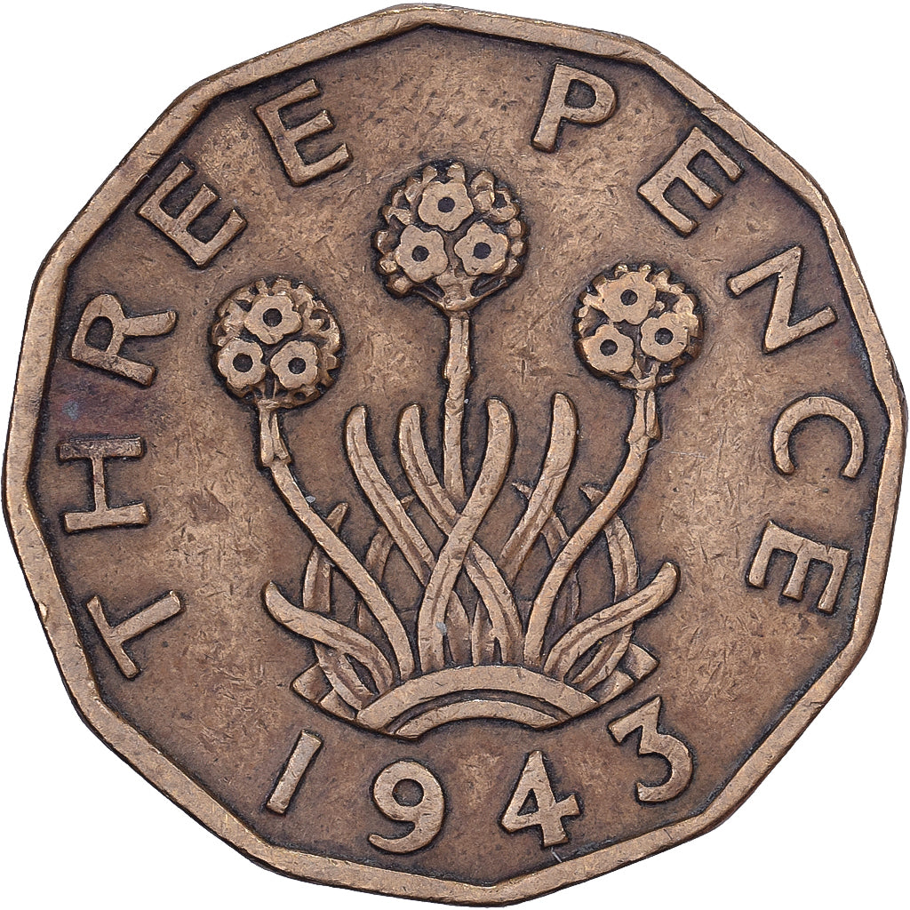 Großbritannien, George VI, 3 Pence, 1943, Nickel-brass, SS, KM:849