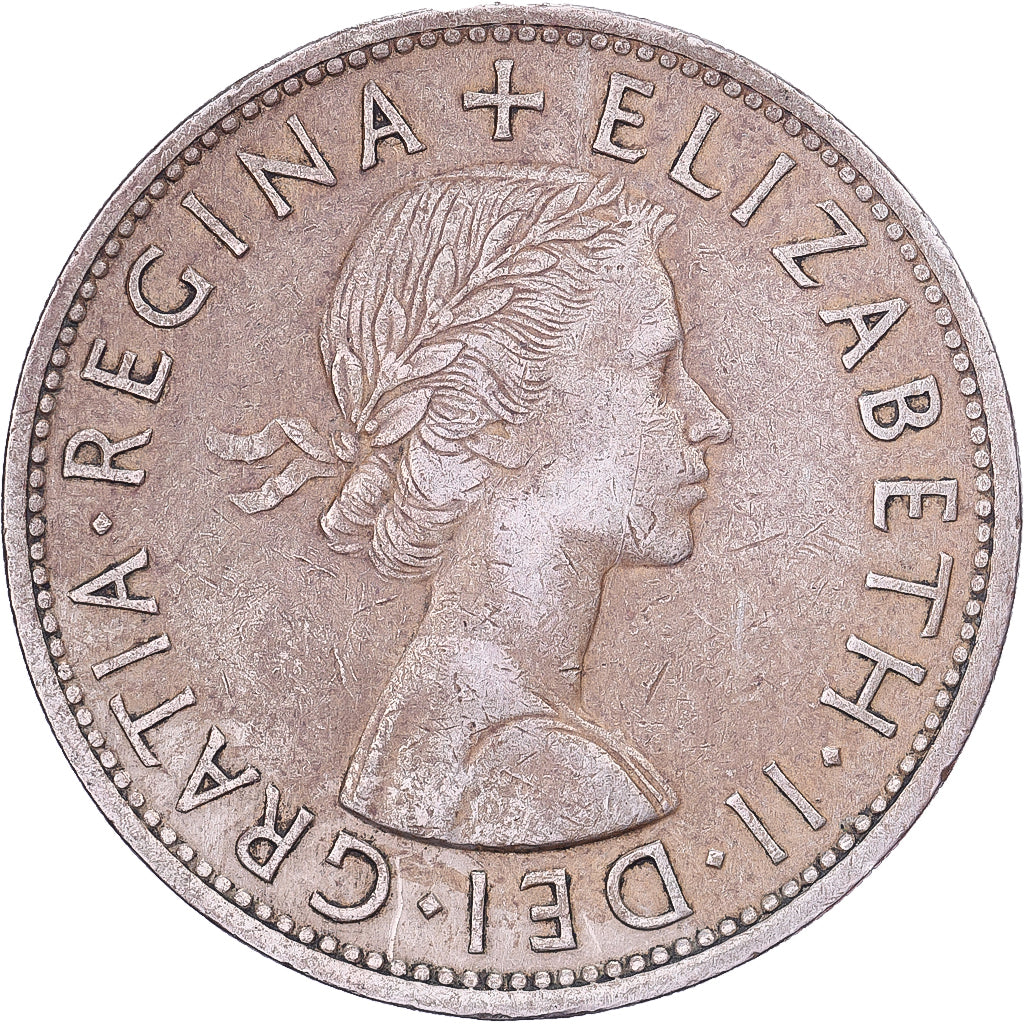 Gran Bretagna, Elizabeth II, 1/2 Crown, 1961, Rame-nichel, BB, KM:907