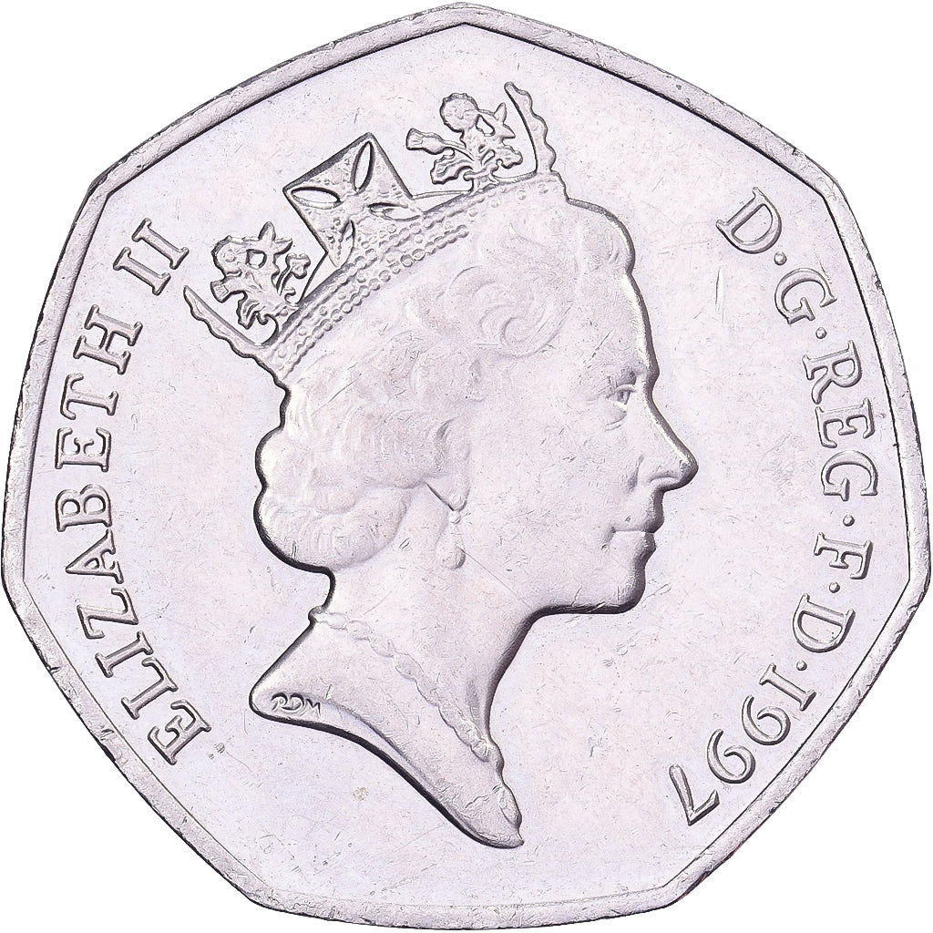 Grã-Bretanha, Elizabeth II, 50 Pence, 1997, Cobre-níquel, AU(50-53), KM:940.2