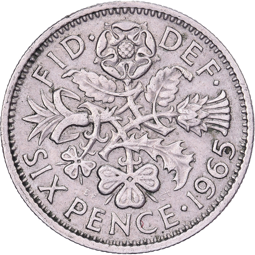 Groot Bretagne, Elizabeth II, 6 Pence, 1965, Cupro-nikkel, ZF, KM:903