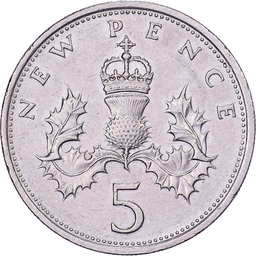 Gran Bretaña, Elizabeth II, 5 New Pence, 1980, Cobre - níquel, MBC, KM:911
