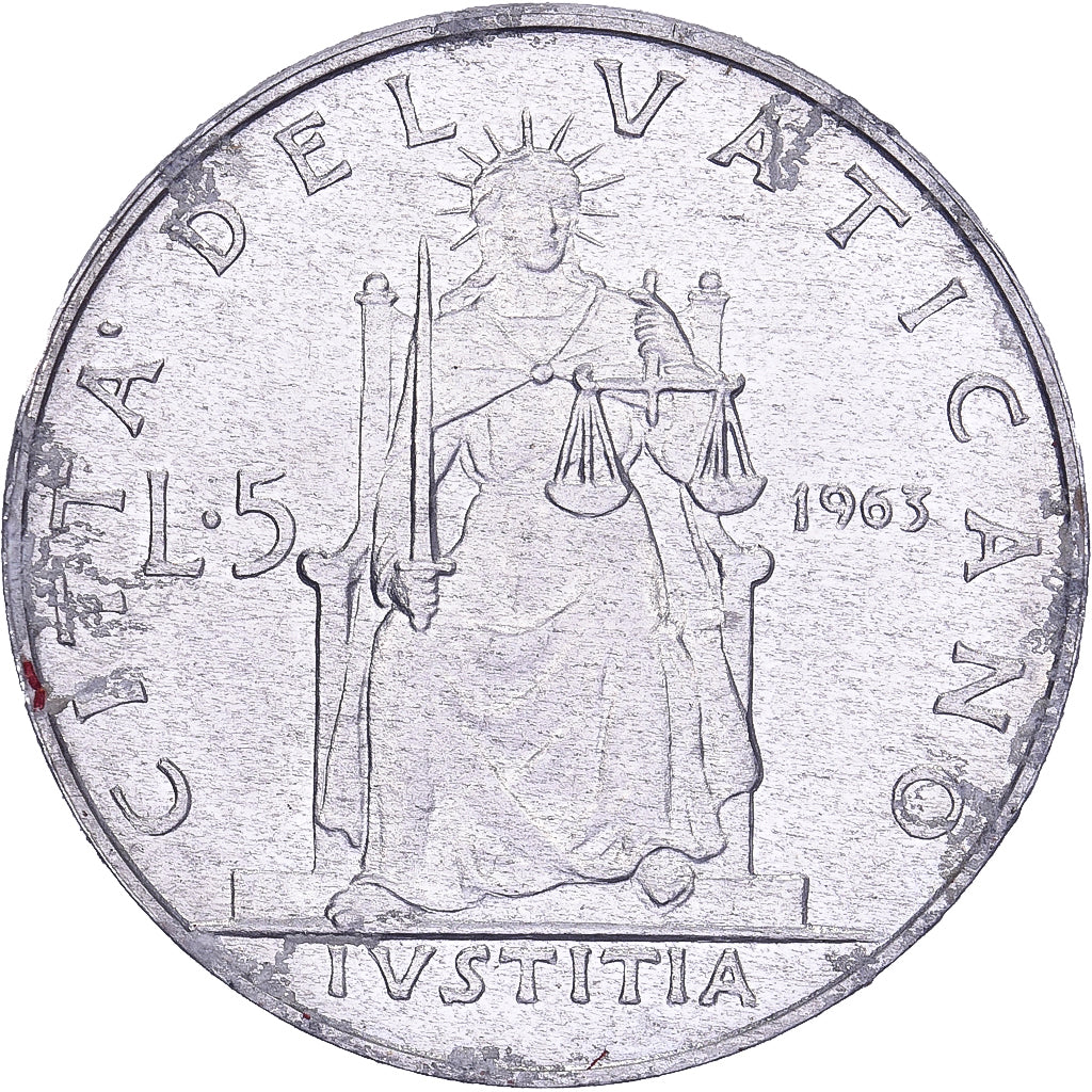 Vatican, Paul VI, 5 Lire, 1963, Rome, Aluminum, AU(55-58), KM:78.1