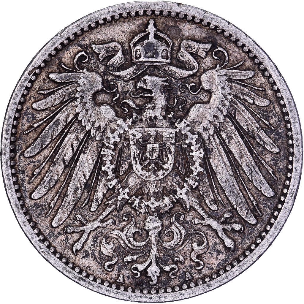 NIEMCY - IMPERIUM, Wilhelm II, Mark, 1907, Berlin, Srebro, EF(40-45), KM:14