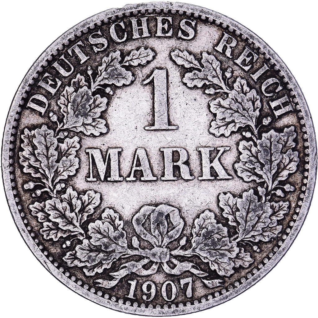 NIEMCY - IMPERIUM, Wilhelm II, Mark, 1907, Berlin, Srebro, EF(40-45), KM:14
