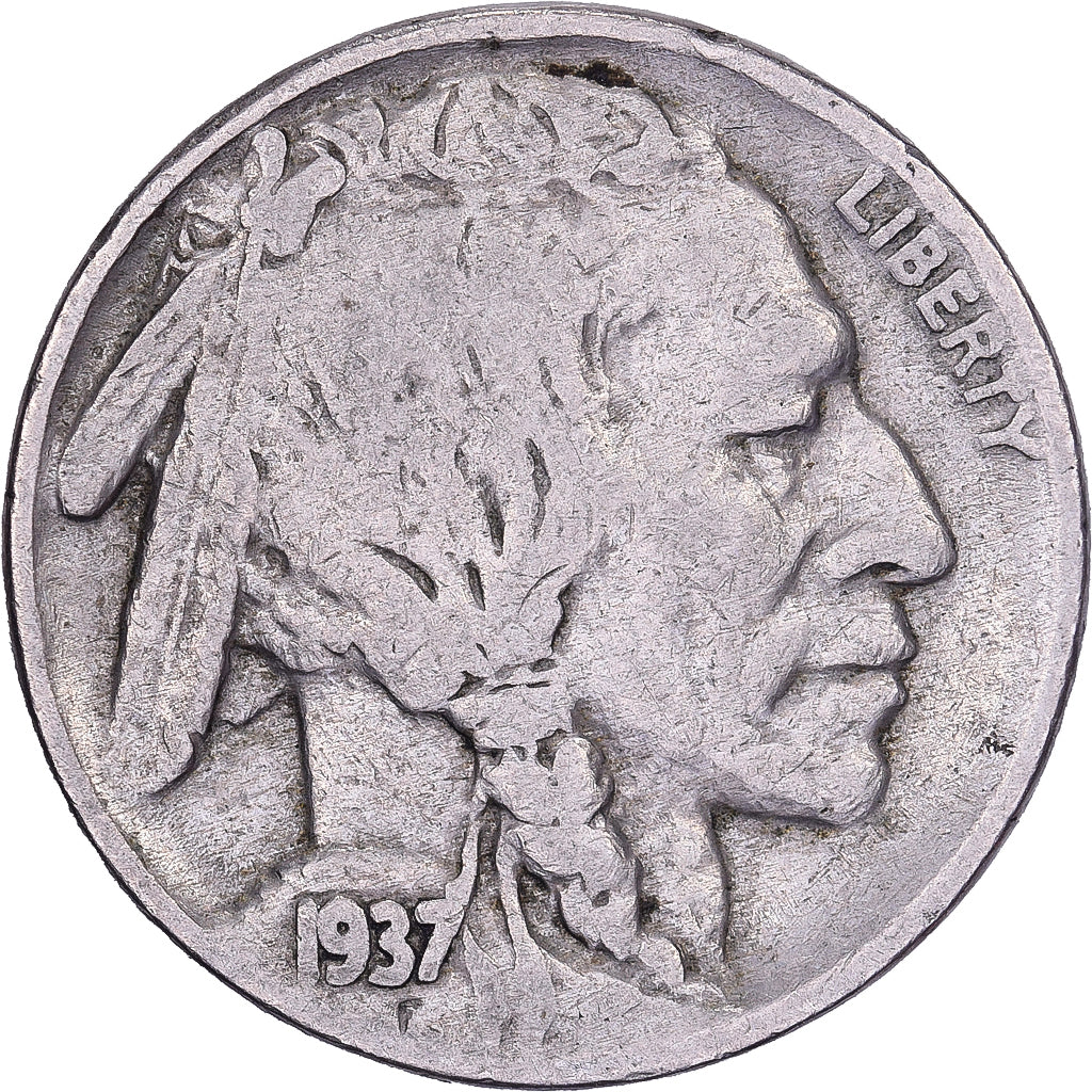 États-Unis, 5 Cents, Buffalo Nickel, 1937, U.S. Mint, Cupro-nickel, TTB, KM:134