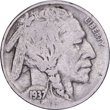 États-Unis, 5 Cents, Buffalo Nickel, 1937, U.S. Mint, Cupro-nickel, TTB, KM:134