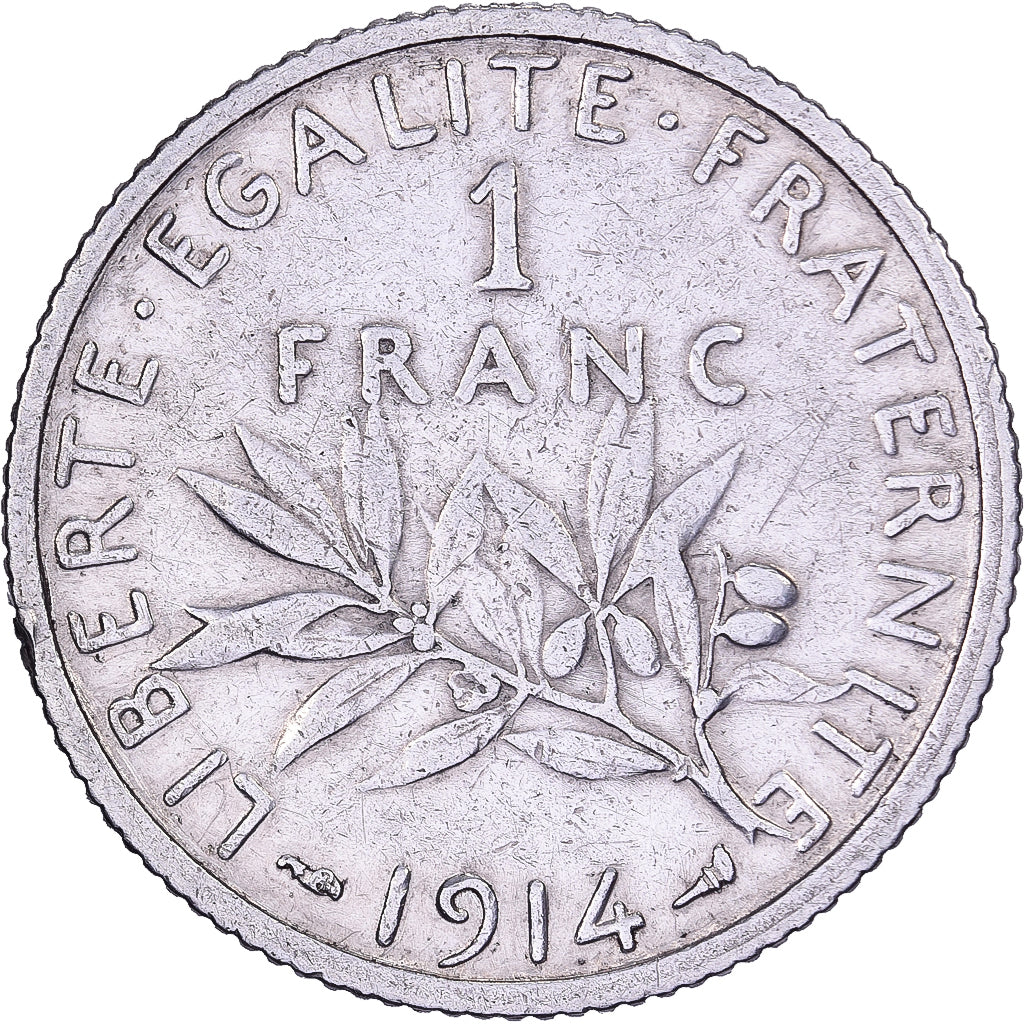 França, Franc, Semeuse, 1914, Paris, Prata, AU(50-53), Gadoury:467, KM:844.1