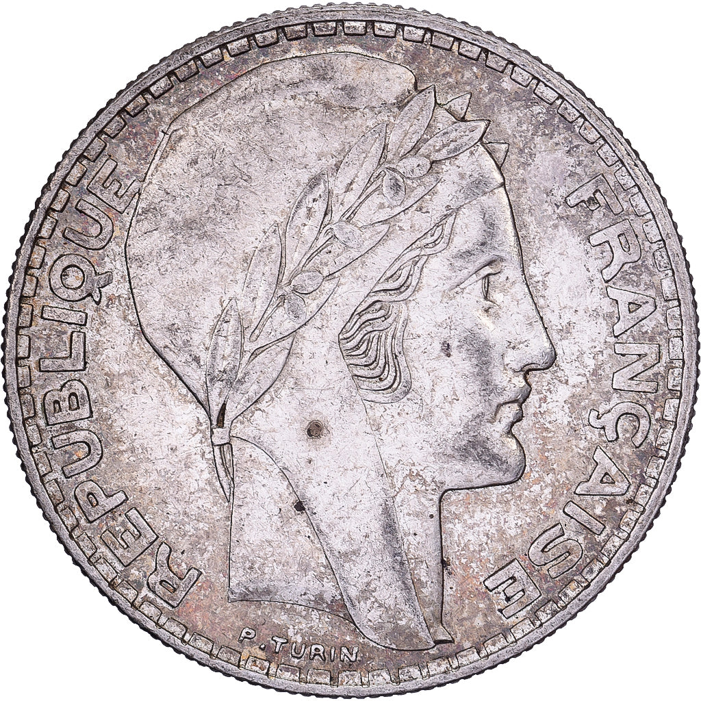 Francja, 20 Francs, Turin, 1934, Paris, Srebro, AU(50-53), Gadoury:852, KM:879