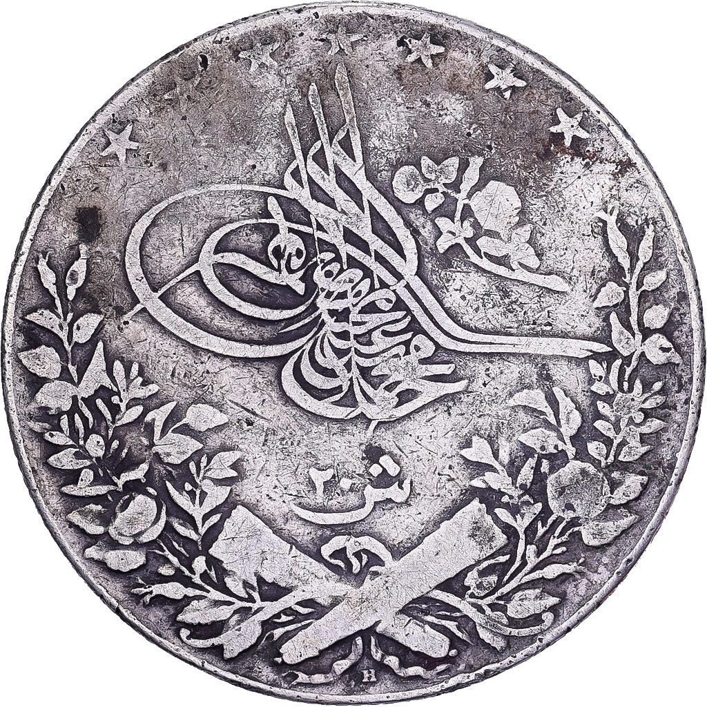 Ägypten, Muhammad V, 20 Qirsh, 1911/AH1327, Misr, Silber, S+, KM:310