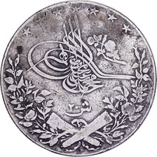 Egitto, Muhammad V, 20 Qirsh, 1911/AH1327, Misr, Argento, MB+, KM:310