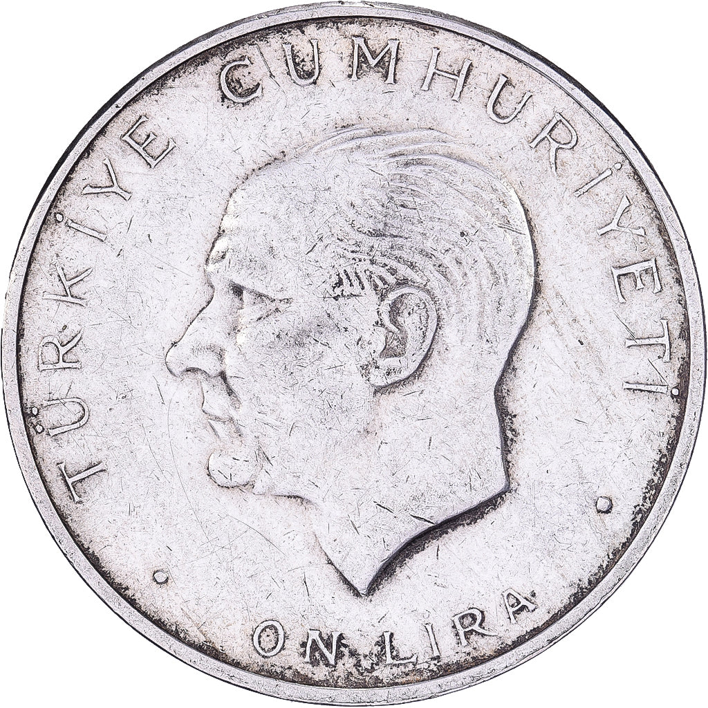 Turchia, 10 Lira, 1960, Istanbul, Argento, BB, KM:894