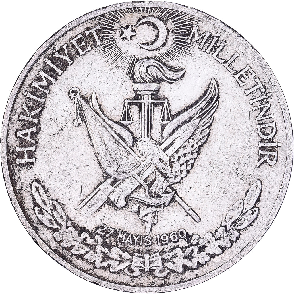 Turchia, 10 Lira, 1960, Istanbul, Argento, BB, KM:894
