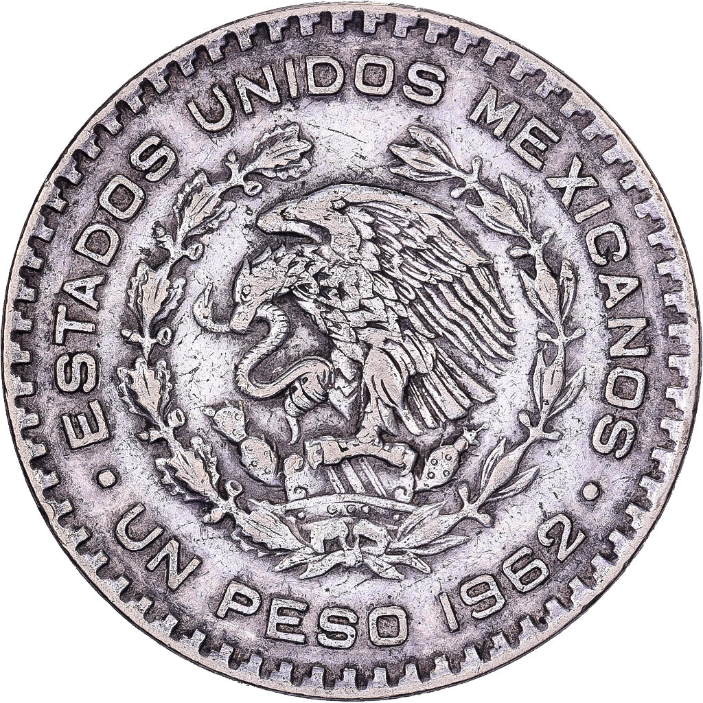 Mexico, Peso, 1962, Mexico City, Silver, AU(50-53), KM:459
