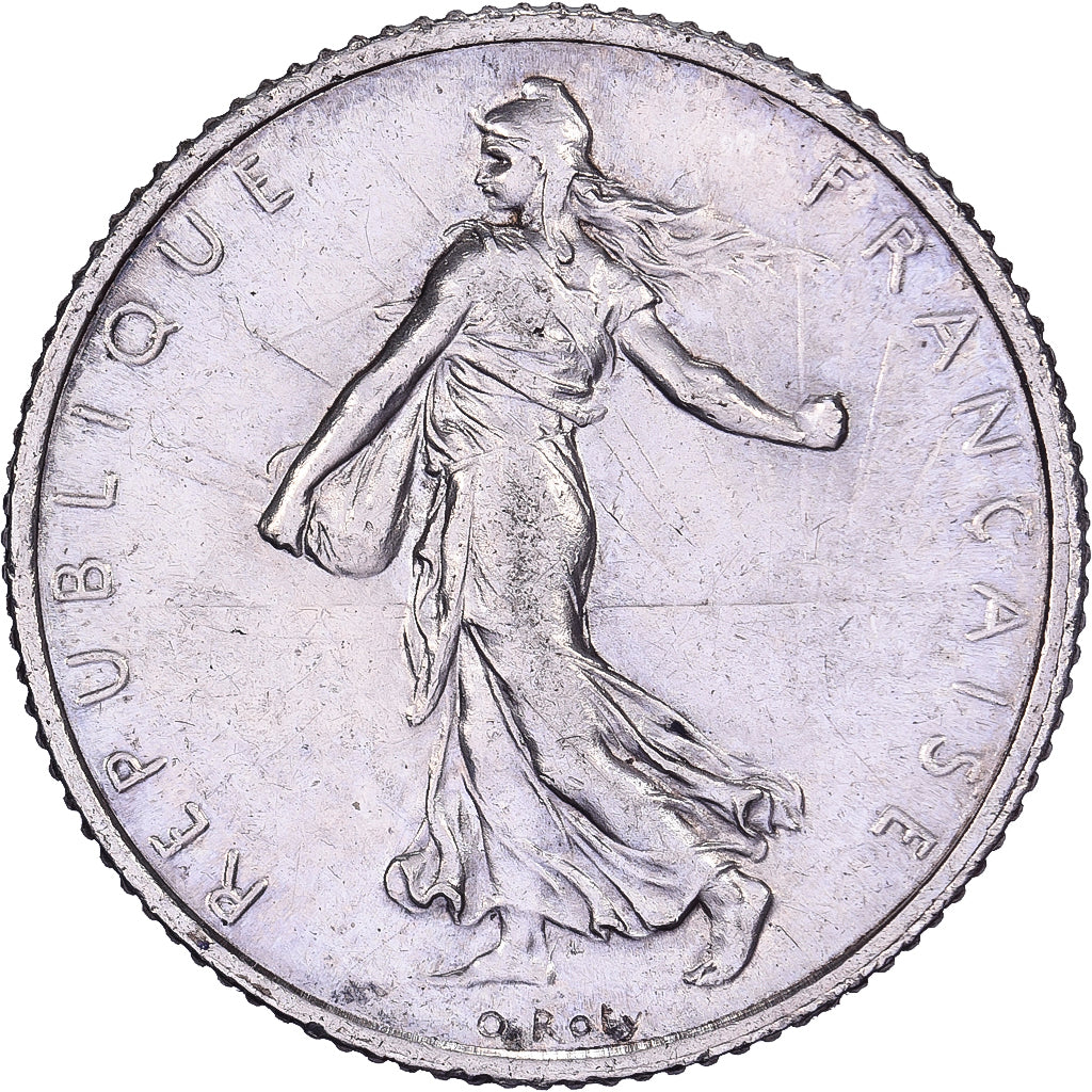 Frankrijk, Franc, Semeuse, 1918, Paris, Zilver, ZF+, Gadoury:467, KM:844.1