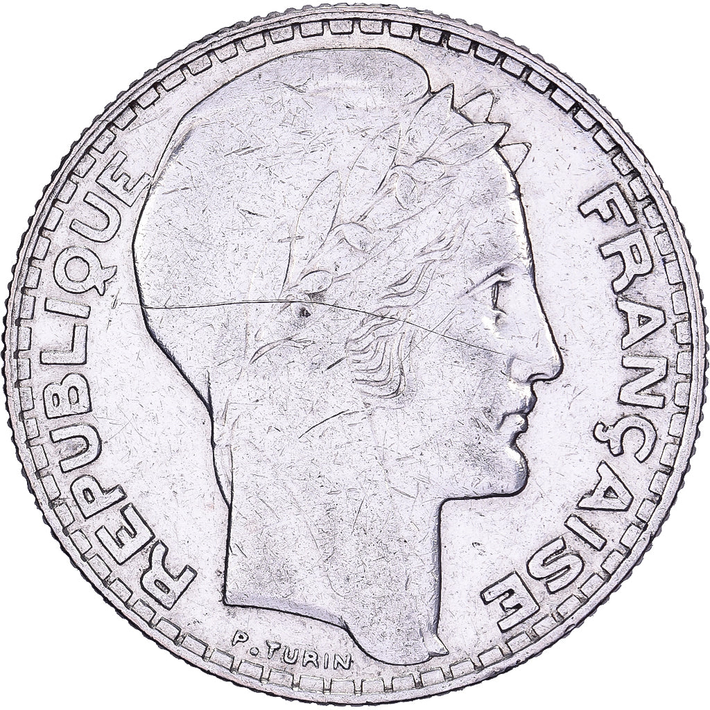 França, 10 Francs, Turin, 1934, Paris, Prata, AU(50-53), Gadoury:801, KM:878