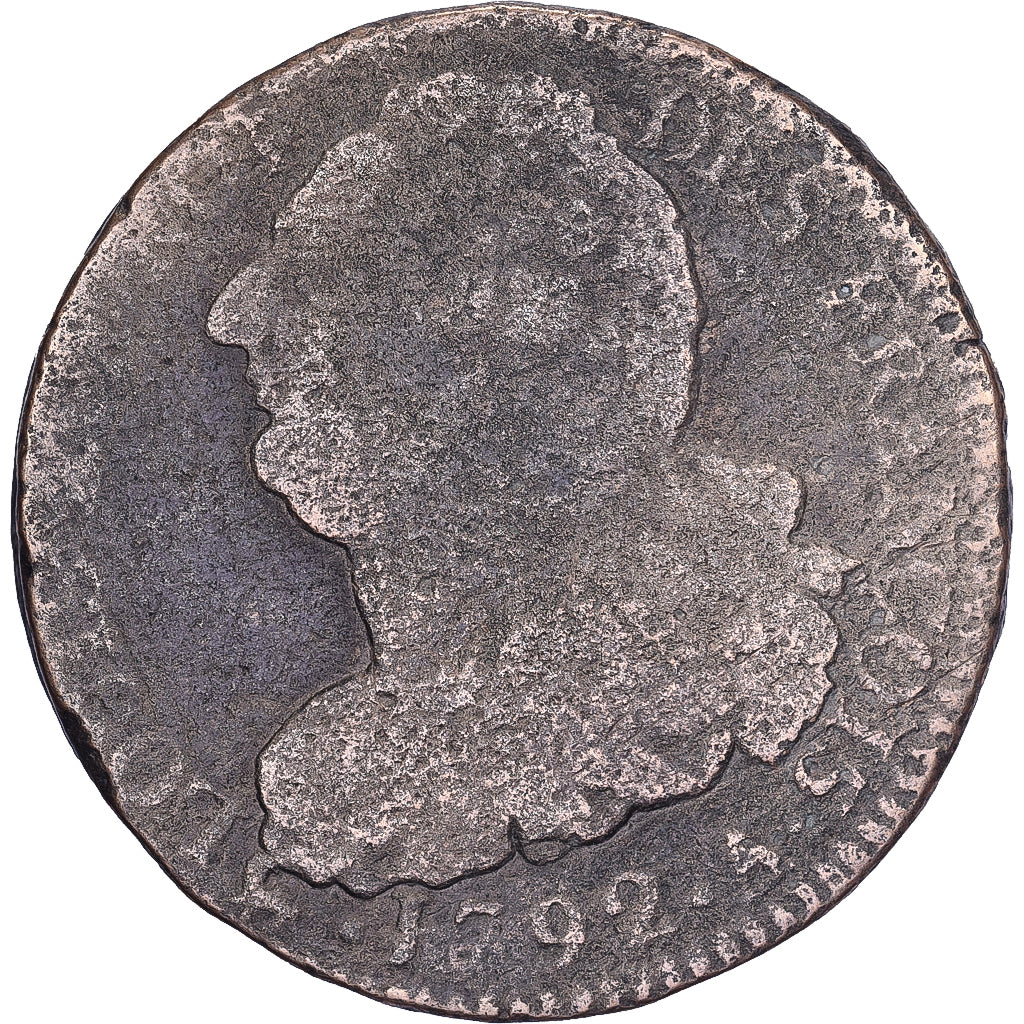 Frankreich, 2 Sols, 2 sols françois, 1792, Paris, Constitution, Bronze, S