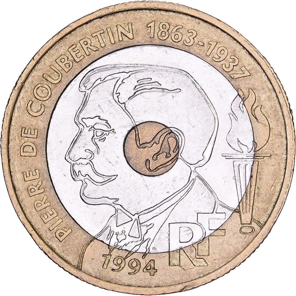 Francja, 20 Francs, Pierre de Coubertin, 1994, Paris, Trójmetaliczny