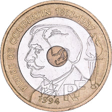 Francja, 20 Francs, Pierre de Coubertin, 1994, Paris, Trójmetaliczny