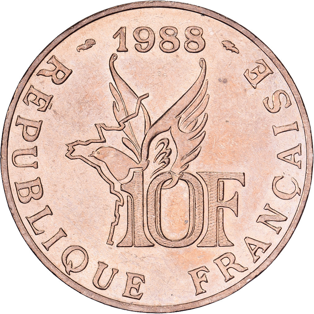 França, 10 Francs, Roland Garros, 1988, Paris, Alumínio-Bronze, AU(55-58)