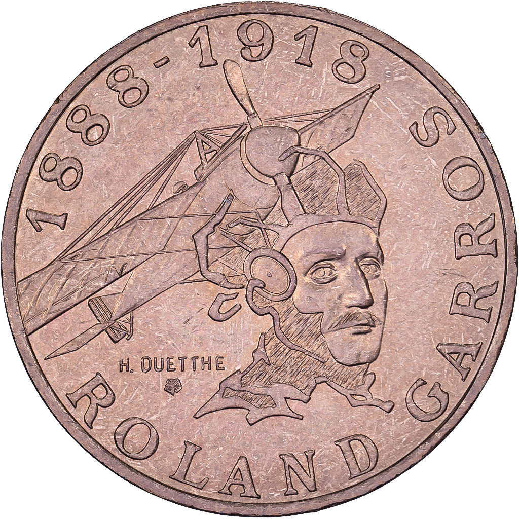 França, 10 Francs, Roland Garros, 1988, Paris, Alumínio-Bronze, AU(50-53)