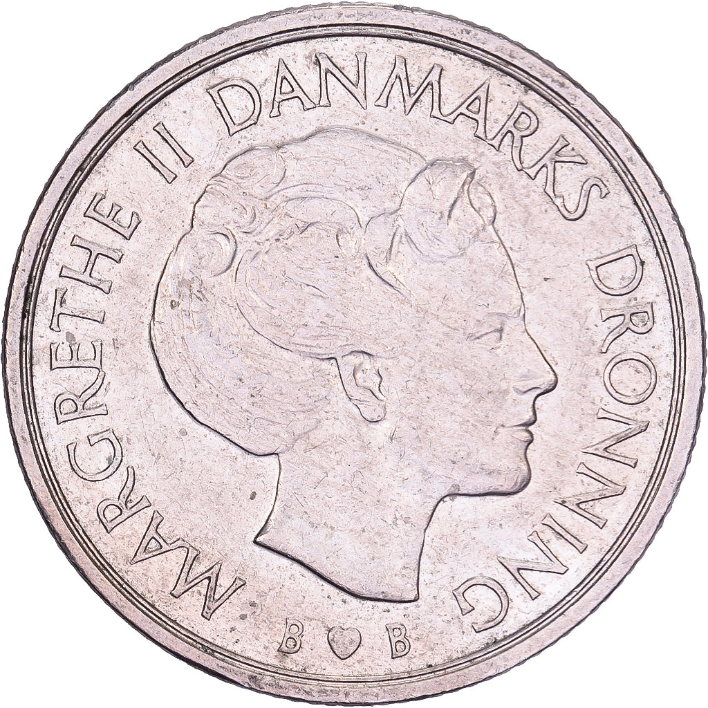 Danimarca, Margrethe II, Krone, 1981, Copenhagen, Rame-nichel, BB, KM:862.2
