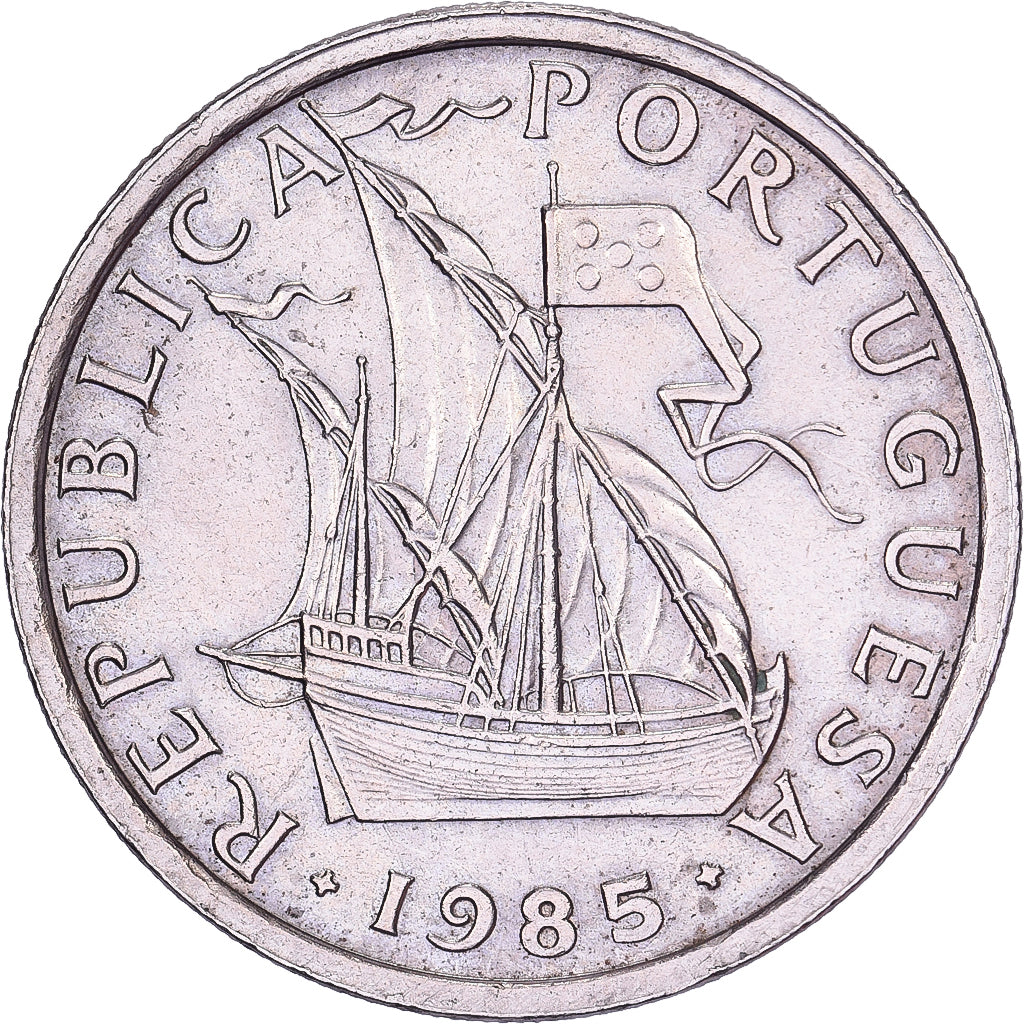 Portugal, 5 Escudos, 1985, Cobre-níquel, AU(50-53), KM:591