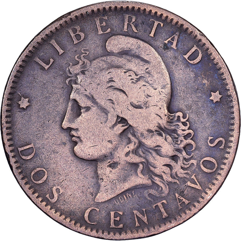 Argentina, 2 Centavos, 1891, Buenos Aires, Bronze, EF(40-45), KM:33