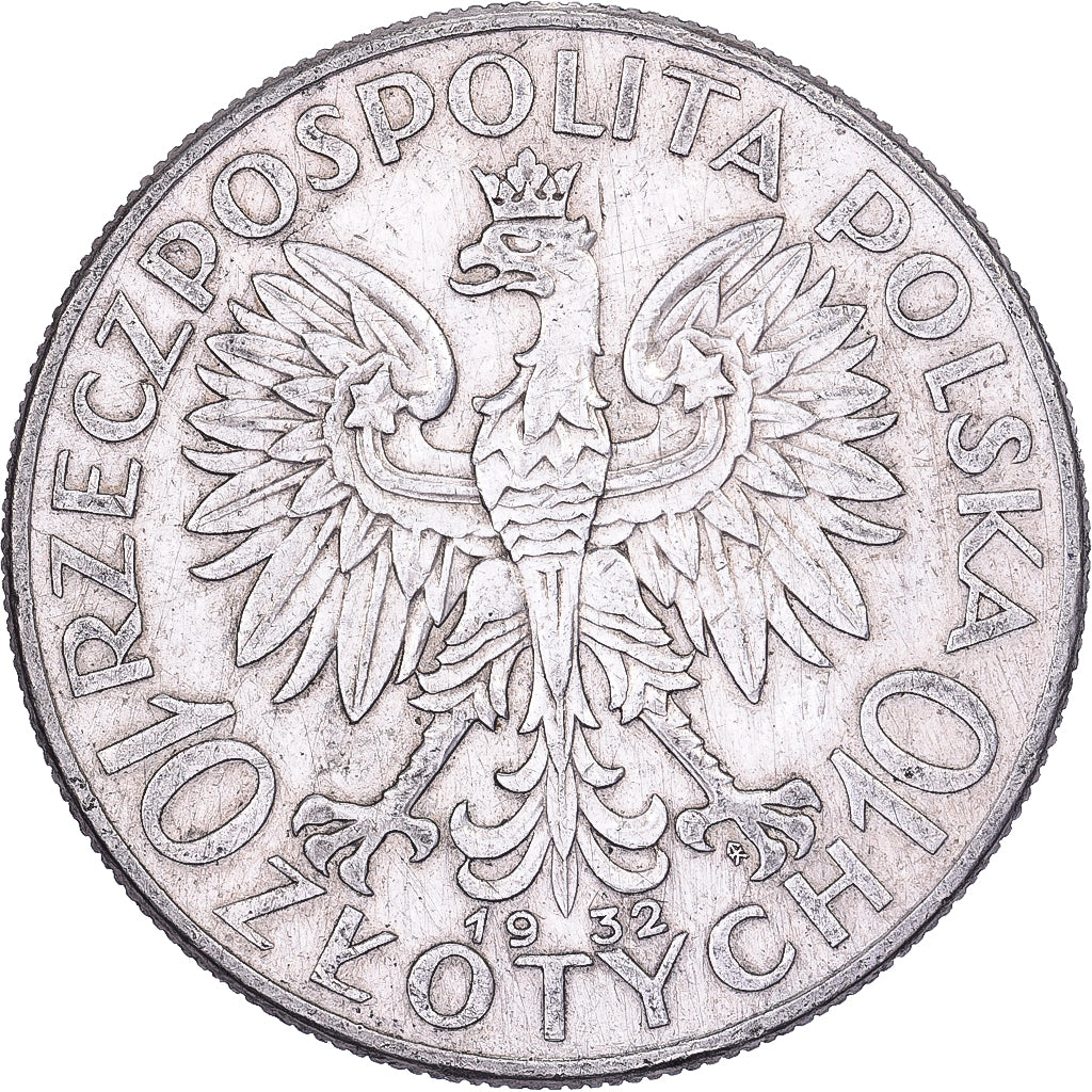 Polska, 10 Zlotych, 1932, Warsaw, Srebro, AU(50-53), KM:22
