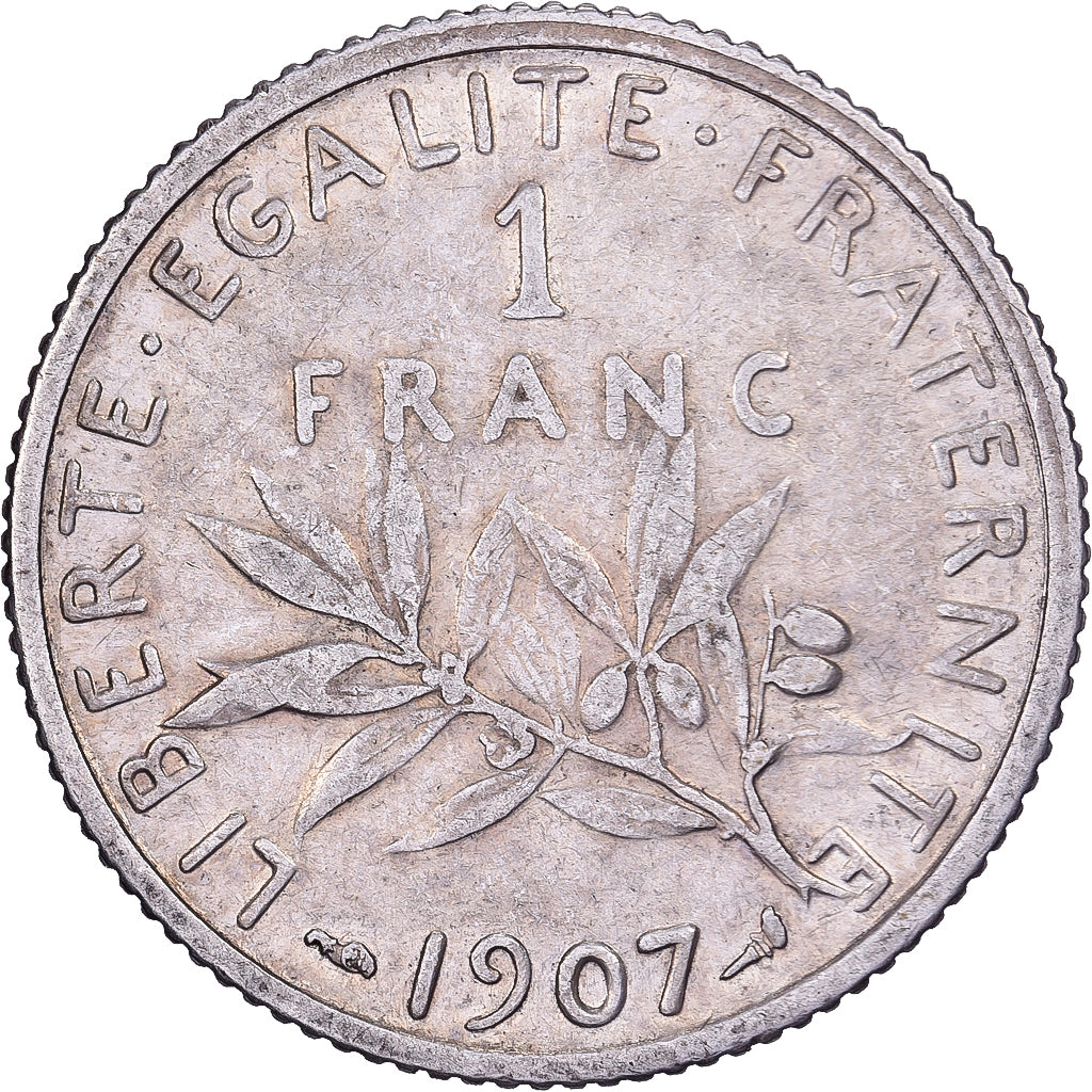 Frankreich, Franc, Semeuse, 1907, Paris, Silber, SS, Gadoury:467, KM:844.1