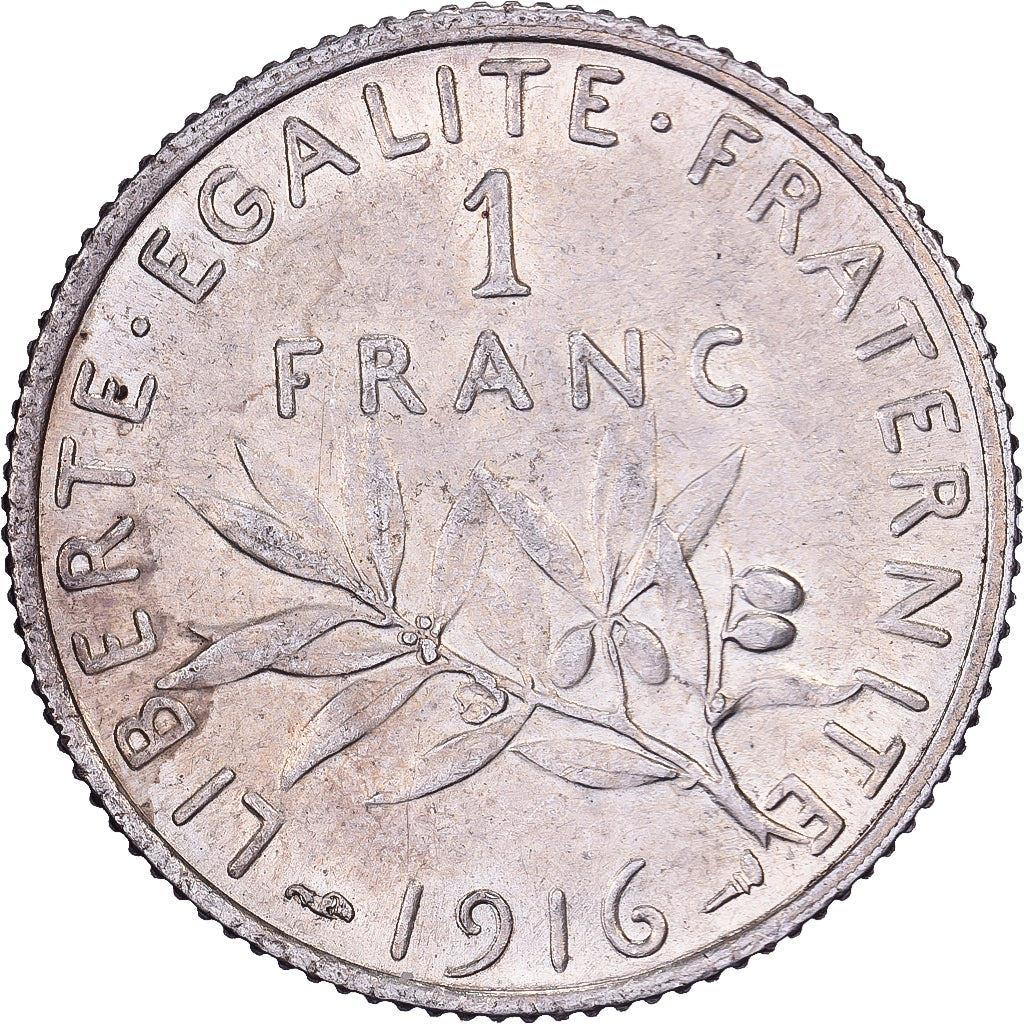 France, Franc, Semeuse, 1916, Paris, Silver, AU(50-53), Gadoury:467, KM:844.1