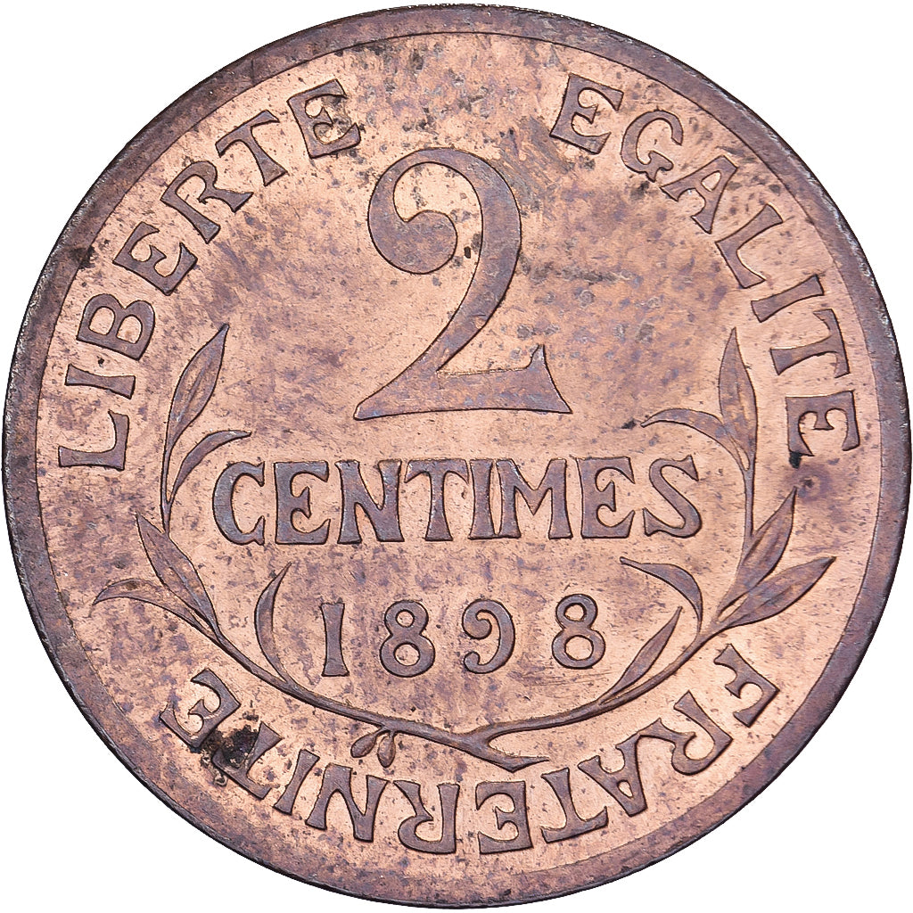 Frankreich, 2 Centimes, Dupuis, 1898, Paris, Bronze, SS+, Gadoury:107, KM:841