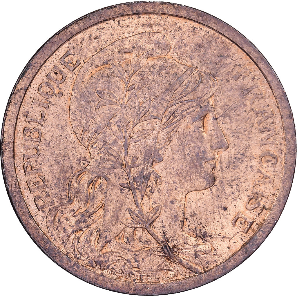 Francia, 2 Centimes, Dupuis, 1898, Paris, Bronzo, BB+, Gadoury:107, KM:841