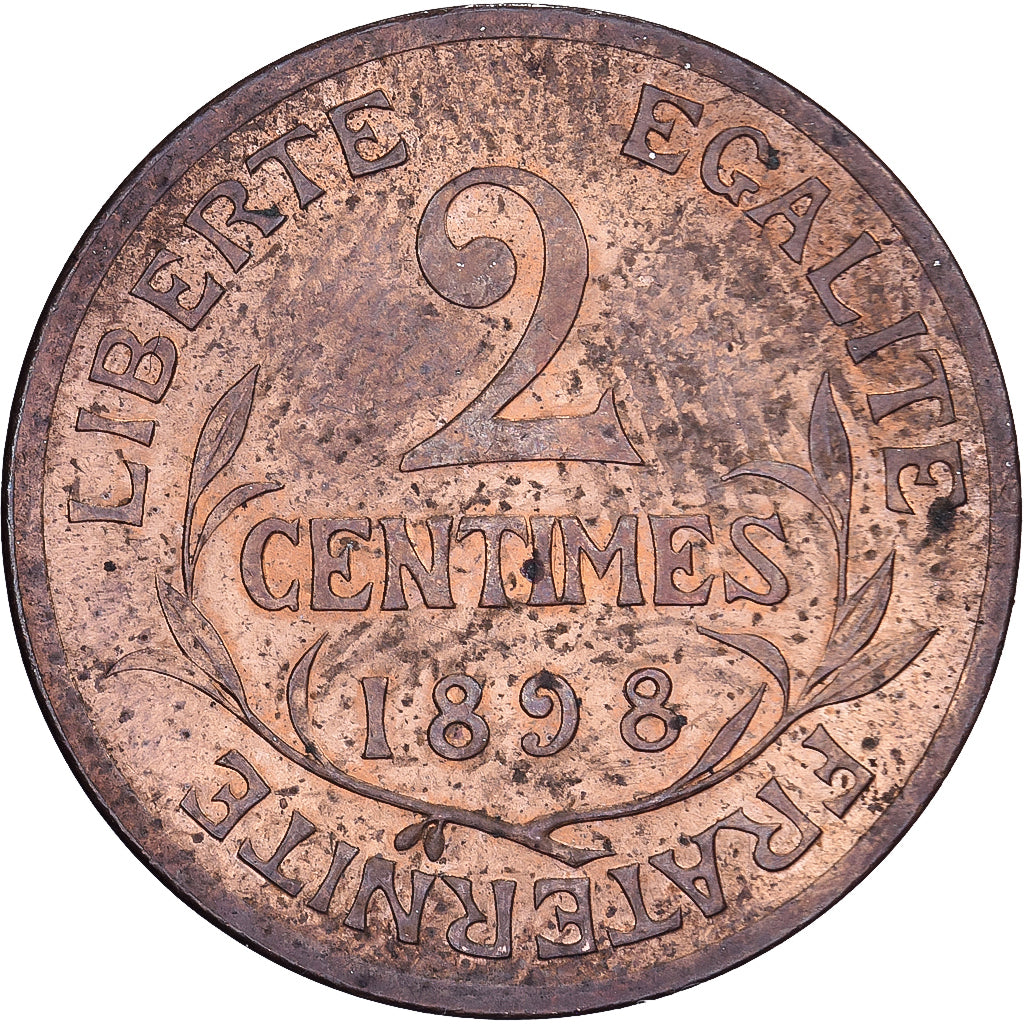 Francia, 2 Centimes, Dupuis, 1898, Paris, Bronzo, BB+, Gadoury:107, KM:841