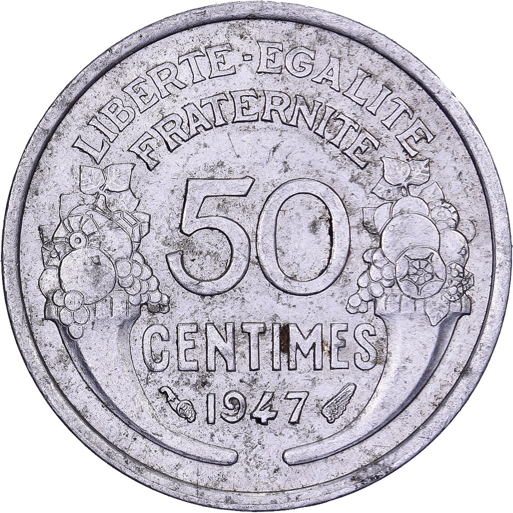Frankrijk, 50 Centimes, Morlon, 1947, Paris, Aluminium, ZF, Gadoury:426b